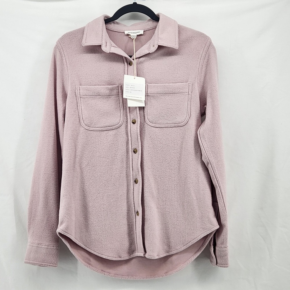NWT Beachlunchlounge Sally Shacket Sunkiss Pink Heather Button Up Shirt XS